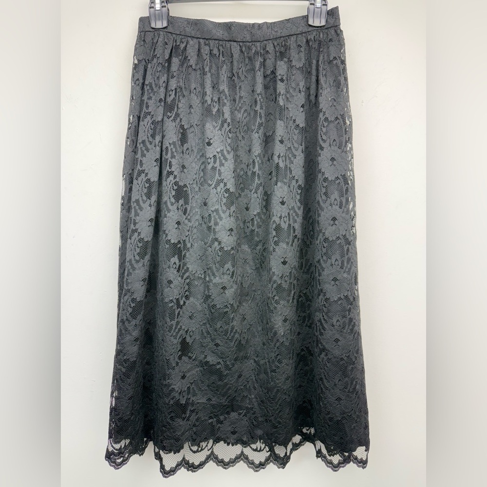 Vintage Lucia size 16 (10) Women’s Black Lace Fully Lined A-line  Midi Skirt